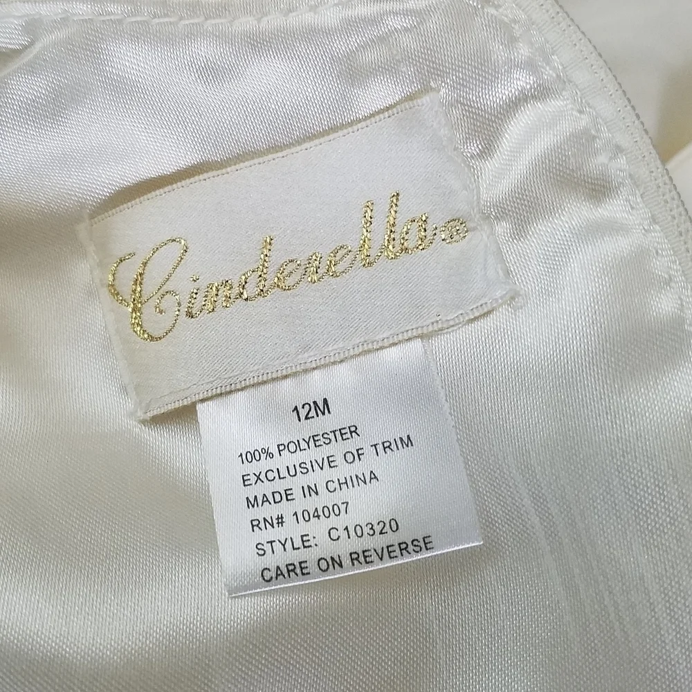 Cinderella Flower Girl Formal Dress Bloomer Wedding Latticework Pearls 12m
